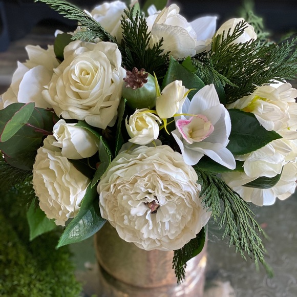 Accents Luxurious White Faux Floral Arrangement With Cedar Poshmark